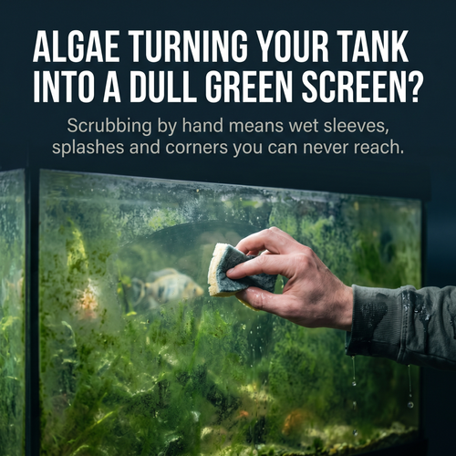 Algae-covered aquarium glass - the problem with hand scrubbing