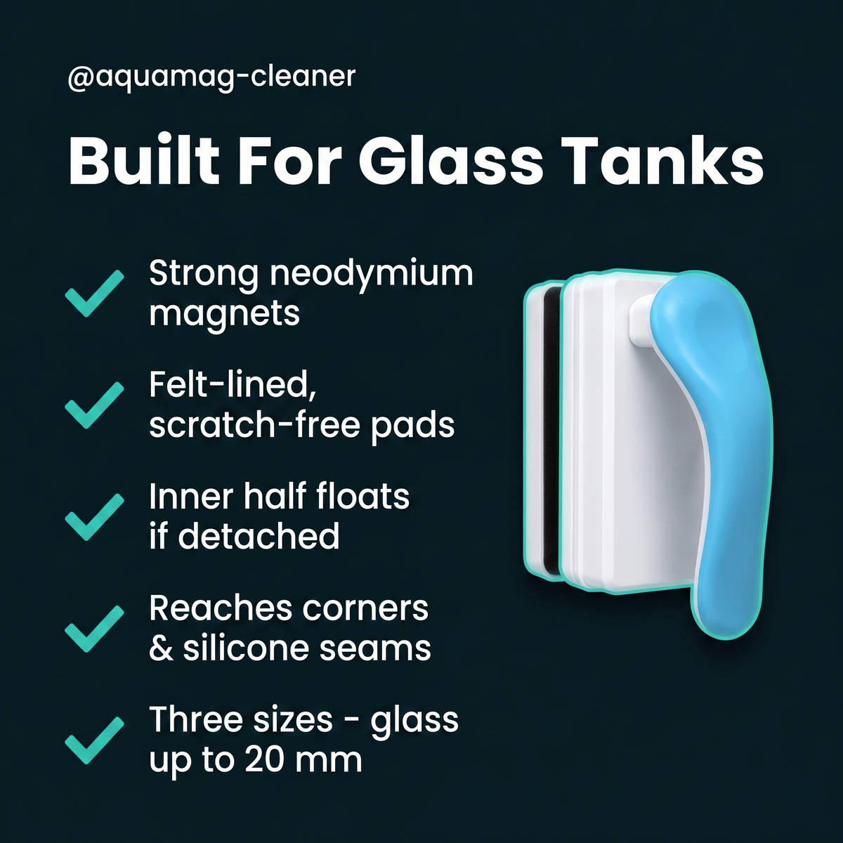 Feature checklist - magnets, scratch-free pads, floating inner unit, three sizes